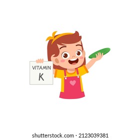cute little girl holding fruit and vitamin card