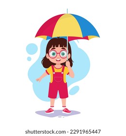 Cute little girl holding an umbrella