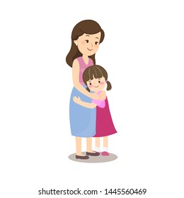cute little girl hugging his mother 