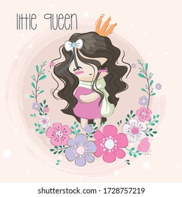 Cute little girl illustration for kids