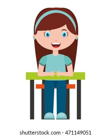 cute little girl isolated icon vector illustration design