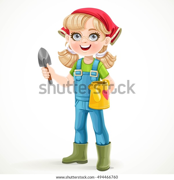 Cute Little Girl Jeans Overalls Rubber Stock Vector (Royalty Free ...