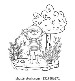 cute little girl in the landscape