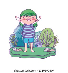 cute little girl in the landscape