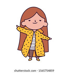 cute little girl long hair on white background vector illustration