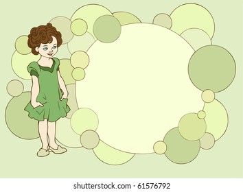 Cute little girl on the background where your text can be placed