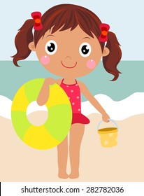 Cute little girl on beach