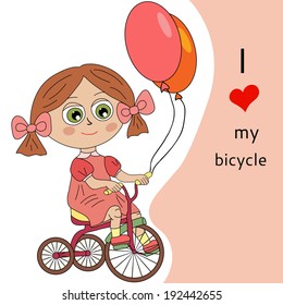 Cute little girl on tricycle made in vector