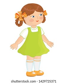 Cute little girl on a white background. Vector illustration.