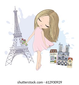 Cute little girl in Paris card