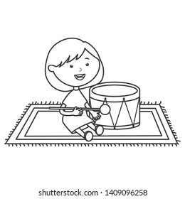 cute little girl playing with drum
