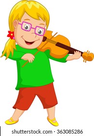 cute Little girl playing violin