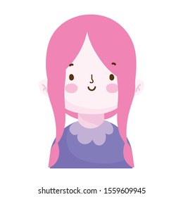 cute little girl portrait cartoon, children vector illustration