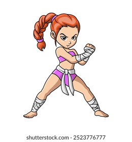 cute little girl practicing Muaythai