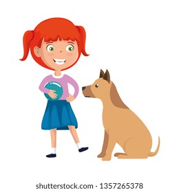 cute little girl with puppy