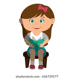 cute little girl reading character