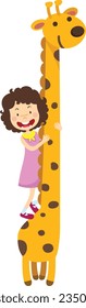 cute little girl riding giraffe