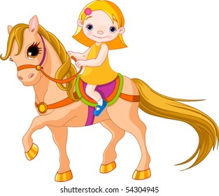 Cute little Girl riding on a horse