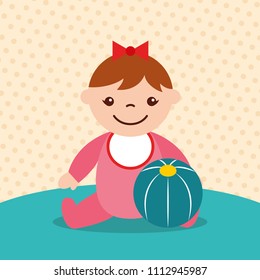 cute little girl with rubber ball toy
