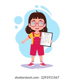 Cute little girl is sad because she got a bad grade in her exam