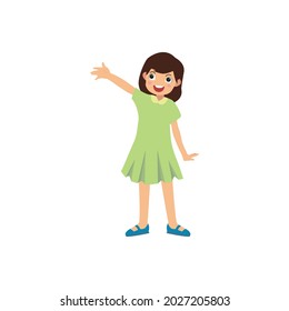 Cute little girl say hello vector