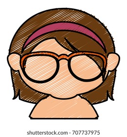 cute little girl shirtless with glasses character