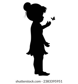 cute little girl silhouette illustration