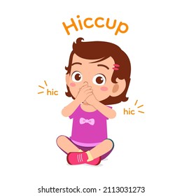 Cute Little Girl Sitting And Get Hiccup