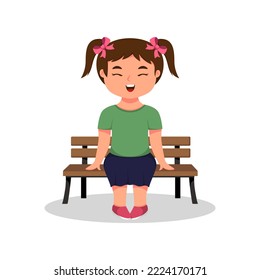 Cute Little Girl Sitting on Chair Cartoon Vector Illustration