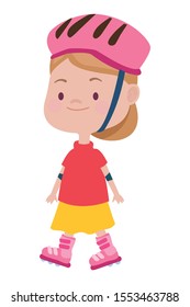 cute little girl with skates character vector illustration design