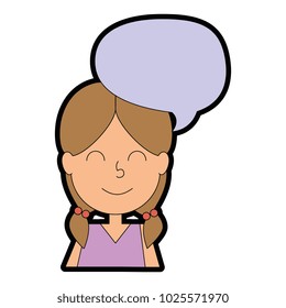 cute little girl with speech bubble character