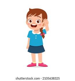 Cute Little Girl Stand Give Salute Stock Vector (Royalty Free) 2105638325