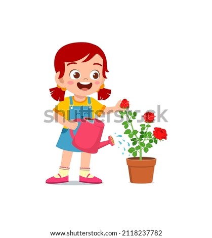 Similar – Image, Stock Photo Preschooler boy watering plants in the garden at summer sunny day. Mommy little helper. Summer outdoors activity and labor for kids during holidays. Happy childhood.