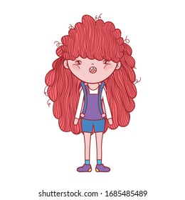 cute little girl standing cartoon character isolated icon design vector illustration