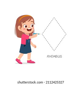 linda niña de estudio para dibujar un rhombus