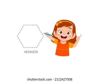 estudio de una niña linda para dibujar un hexágono