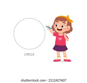 cute little girl study to draw a circle