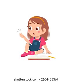 cute little girl study math with counting finger