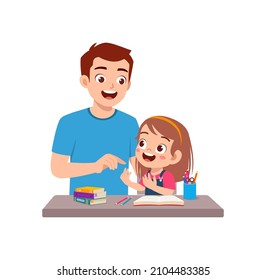 linda niña pequeña estudia matemáticas con su padre