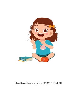 cute little girl study math with counting finger