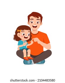cute little girl study math with father