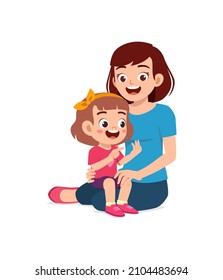 cute little girl study math with mother