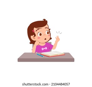 linda niña pequeña estudia matemáticas con el dedo contador