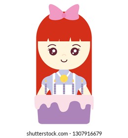 cute and little girl with sweet cake