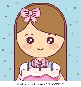 cute and little girl with sweet cake