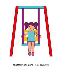 cute little girl in swing game