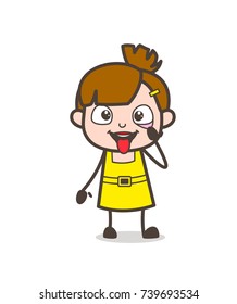 A cute little girl teasing vector