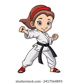 Cute little girl training karate