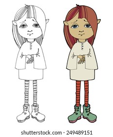 Cute little girl, vector