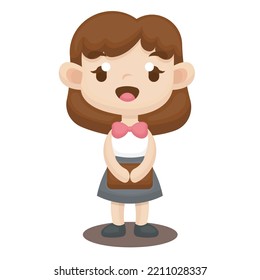 cute little girl vector illustration image on white background